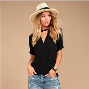 LULU’S Simply Sophisticated Black Blouse Medium